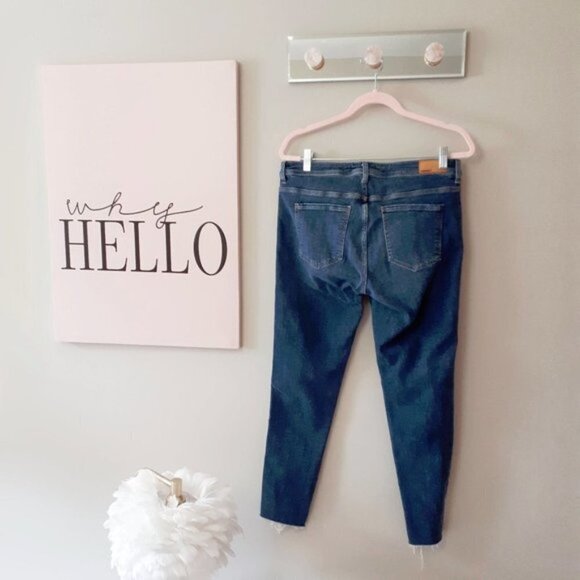 NWOT Zara blue mid-rise skinny denim jeans with sparkly racer stripe detail, 10 - Picture 3 of 7